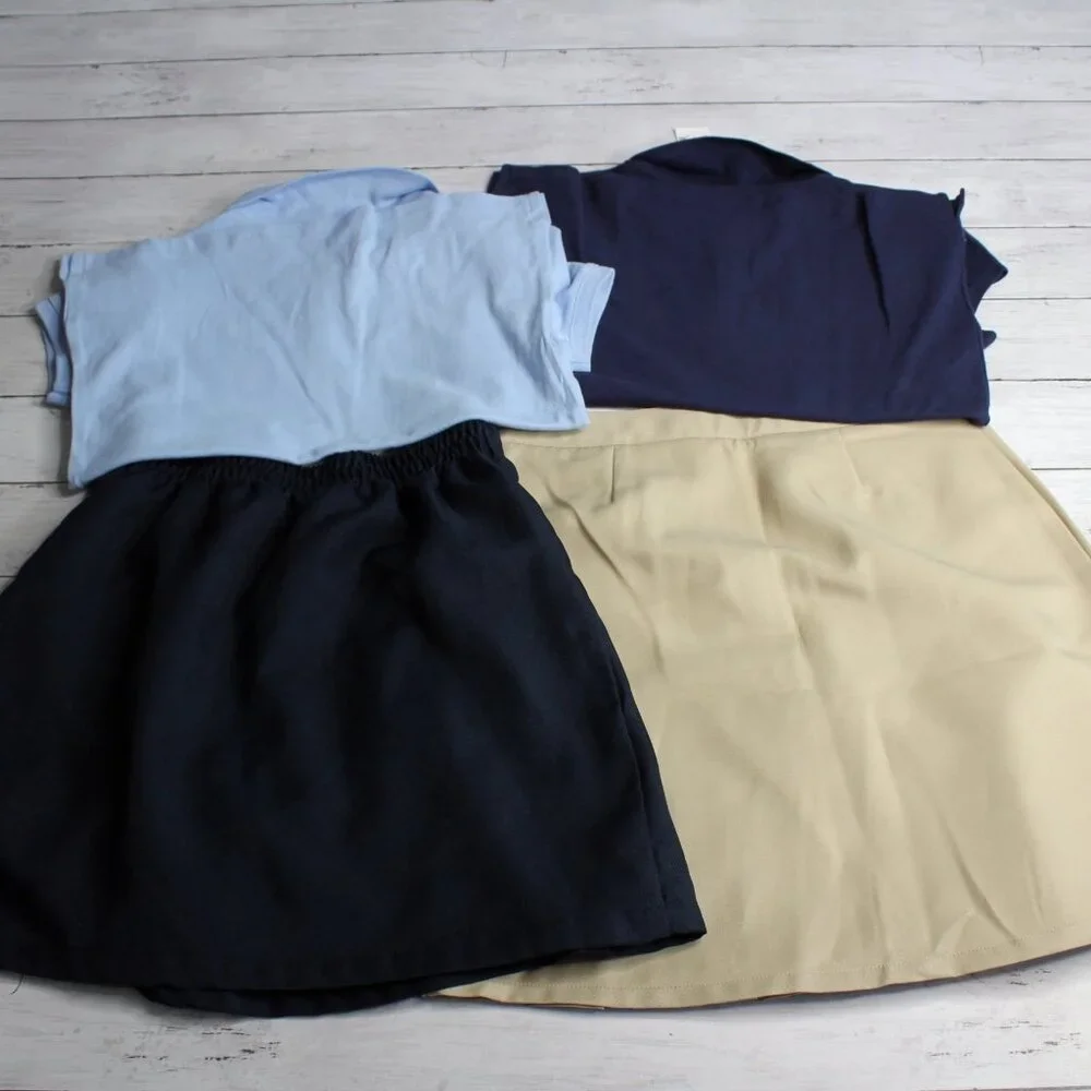 Girl's Pleated Skort Skirt Polo Shirts Youth Size 14 School Uniform Lot